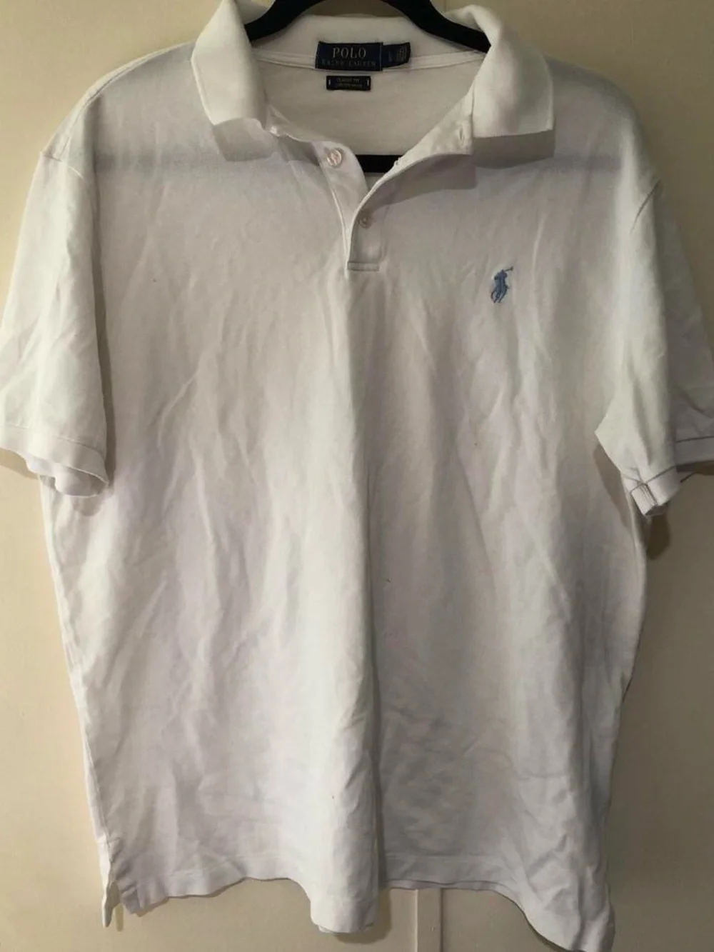 Polo by Ralph Lauren White Men’s Polo with Light Blue Logo